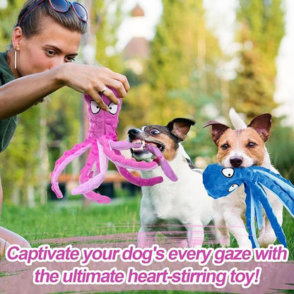 Alphatool Squeaky Dog Toys - 2pcs Soft Plush Chew Crinkle Puppy Toys to Keep Them Busy, Octopus No Stuffing Interactive Essentials for Teething Small Medium Pets Dogs Gifts