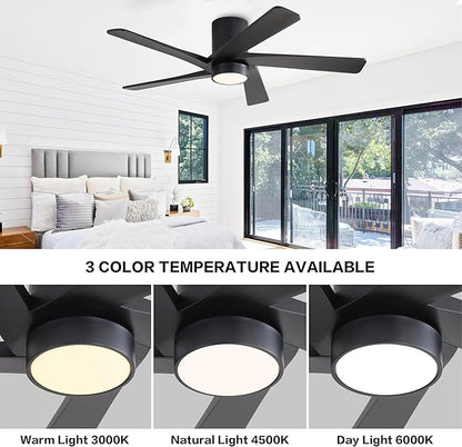 WINGBO 48 Inch Flush Mount DC Ceiling Fan