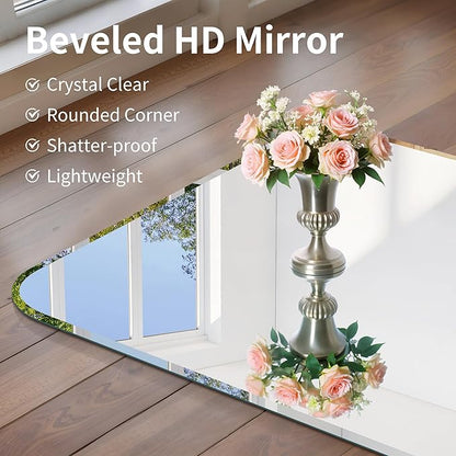 CILIBER Beveled Mirror 30"x30", Square Frameless Bathroom Mirror Rounded Corner