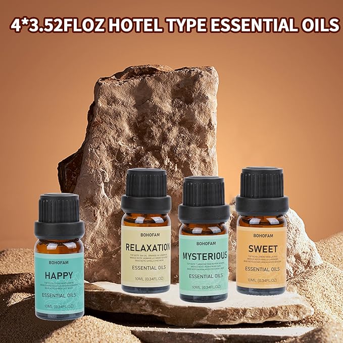 BOHOFAM Fireplace Essential Oil Aroma Diffuser, Flame Air Humidifiers 300ML