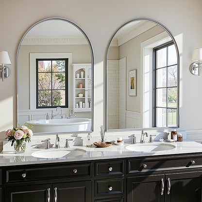 Arched Mirror 24"x36", Bathroom Mirror, Wall Mounted Vanity Mirror