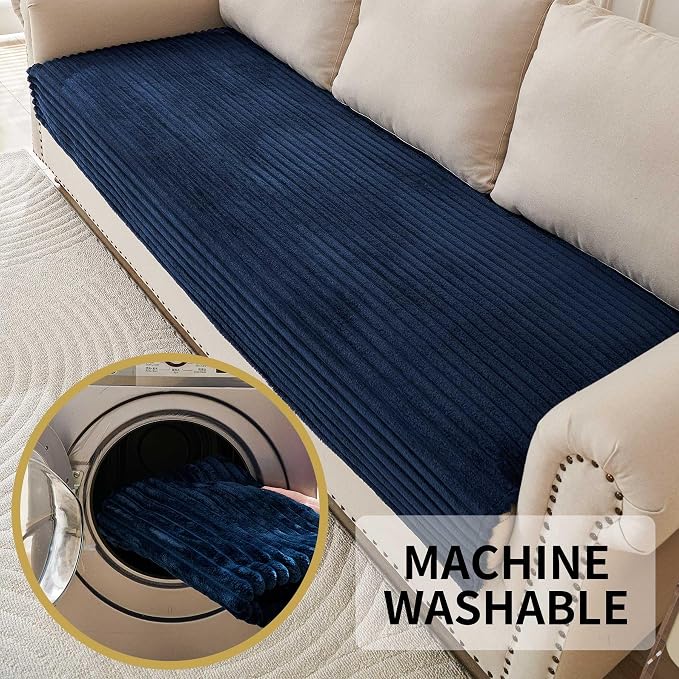 HAOMAIJIA Waterproof Couch Cover for Dogs Washable,Faux Fur Pet Couch Covers for Sofa,Soft Dog Bed Cover Non-Slip Couch Covers for 3 Cushion Couch Sofa Pet Friendly (Navy Blue, 35" x 82" 1 Pack)