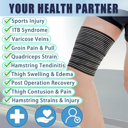 Zuscot 1 Pcs Hamstring & Thigh Compression Wrap, Adjustable Thigh Compression Brace, Quad Support for Men and Women, Versatile Compression Bandage for Knee, Calf, Arm