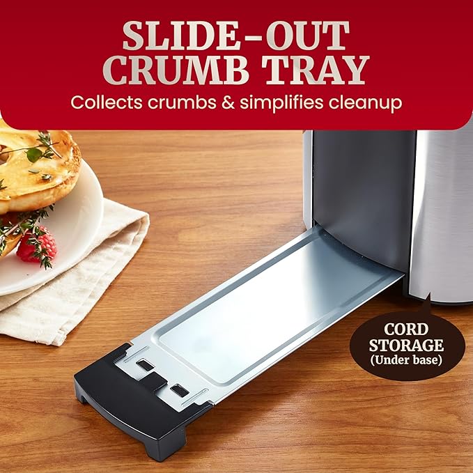 Elite Gourmet ECT3200 2-Slice, 1 Long Slot, Slim Toaster, 6 Toast Settings