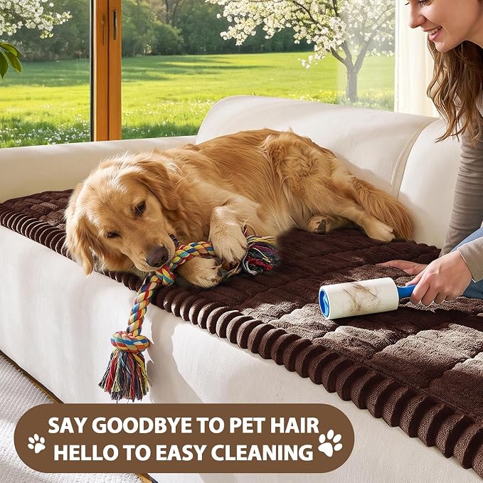 FUANGUI Waterproof Couch Cover Sofa Cover for Dogs and Pets Sofa Protector | Non-Slip Washable Fuzzy Soft Cat Bed Sofa Slipcover for 2-3 Cushion Couch Sofa Pet Friendly, Camel, 27.6" x 59.1", 1 pcs