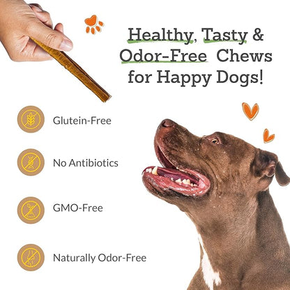 Advance Pet Products 6 Inch Bully Sticks (Pack of 5) - 100% Beef, Odor Free Dog Chews for Aggressive Chewers - Long Lasting, Gluten-Free, Easy to Digest, High Protein & Rawhide Free Chews for Dogs