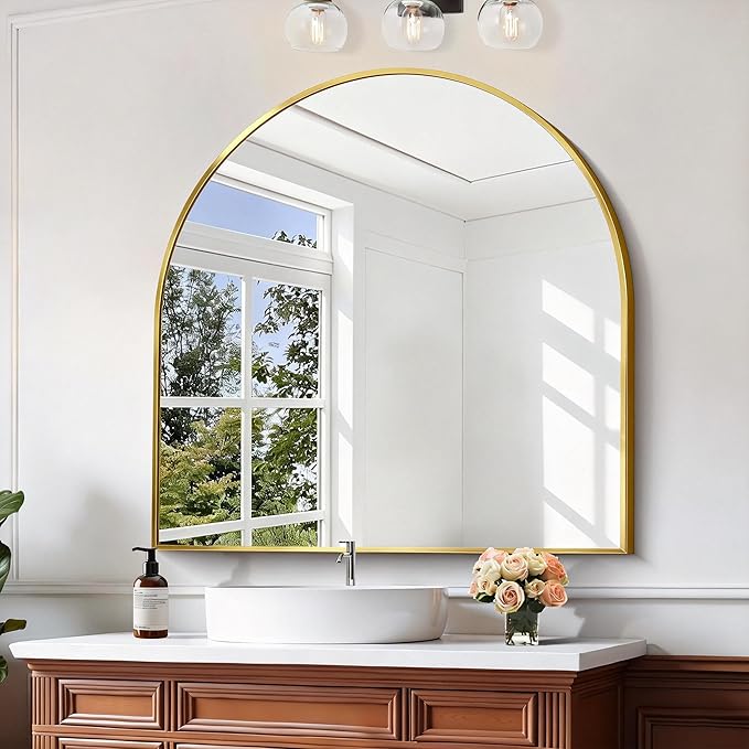 CIRCUMI Arched Wall Mirror, Metal Frame, Large Size