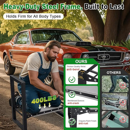 Garden Kneeler and Seat Heavy Duty - Anti-Tip Super Stable Multifunctional Gardening Stool Bench,Wide 12.7" Pads,Foldable Ergonomic Handles for Seniors Women Men Pain-Free Weeding,Planting Yard Work