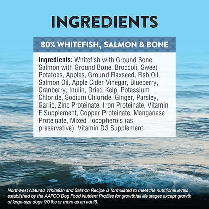 Northwest Naturals Freeze-Dried Whitefish & Salmon Dog Food - Bite-Sized Nuggets - Grain-Free, High-Protein, Human-Grade Ingredients, All Natural, Omega-3 for Skin & Coat - 12 Oz (Pack of 2)