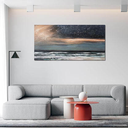 Large Canvas Wall Art for Living Room Artwork for Walls Canvas Art Wall Decor Nature Landscap Starry Wall Art Decor Coastal Beach Wall Art Prints Art Work for Home Office Kitchen Wall Decor 29" X 58"
