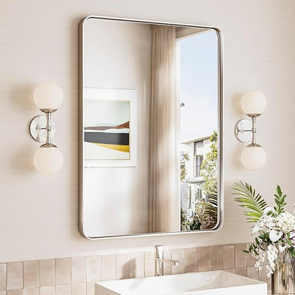 TokeShimi 24x32 Brushed Nickel Bathroom Mirror, Vanity Mirror