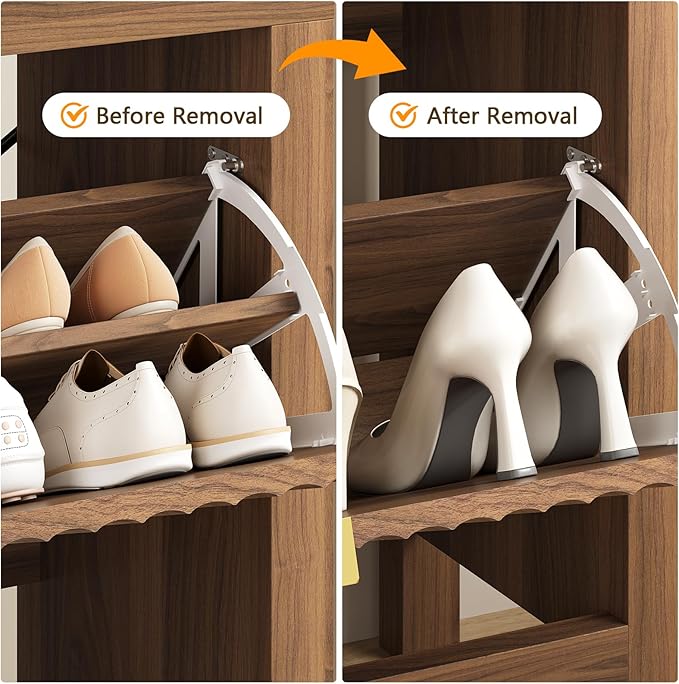Shoe Cabinet Storage for Entryway, Fluted Shoe Cabinet