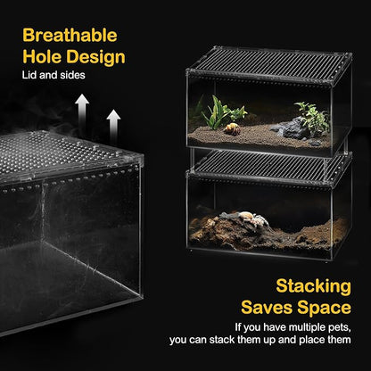 Reptile PC Terrarium,Tarantula Enclosure,Spider Tank Starter Kit,Leopard Gecko Container,Hermit Crab Habitat,Lizard Enclosure,Insect Housing,Jumping Spider Cage,Small Bearded Dragon Vivarium L