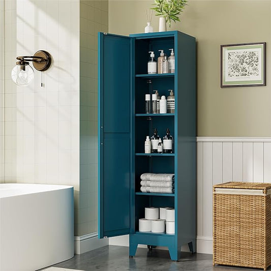 COFaR 67" Tall Pantry Cabinet, Peacock Blue Storage Cabinet