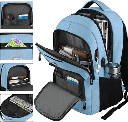 Volher Laptop Backpack,Business Travel Anti Theft Slim Durable Laptops Backpack,Water Resistant College Computer Bag for Women & Men Fits 15.6 Inch Laptop and Notebook-Pale Blue