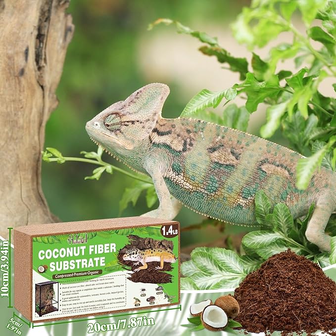 Halatool 6 Pack Coconut Fiber Tortoise Substrate, Organic Coco Fiber Bricks Reptile Bedding for Gecko Snake Lizard Hermit Crab Tarantula Worm Bin Frog