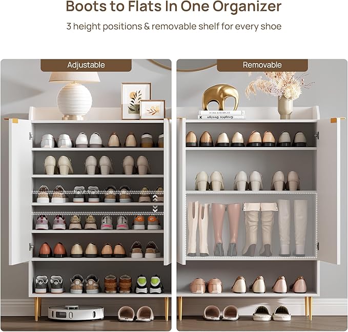 SICOTAS Shoe Cabinet Set of 3-7-Tier Large Shoe Storage Cabinet, 50.7" Tall