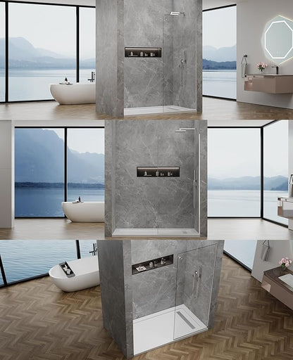 Shower Screen, 3/8" Tempered Glass, Shower Wall Panels, Fix Shower Glass Screen
