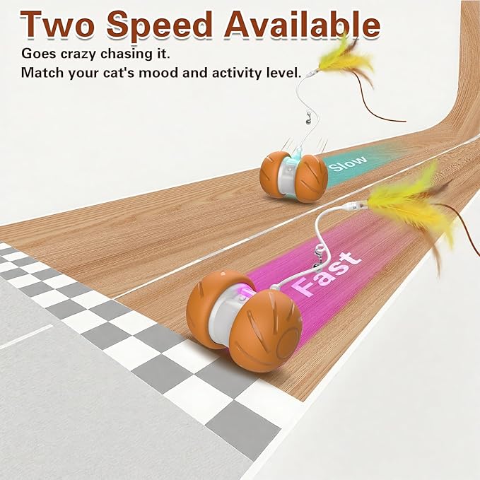 Cat Toys for Bored Indoor Adult Cats,Interactive Flying Feather Teaser,Automatic Moving Robot Cat Toy,Touch Activated Kitten Toy,Rechargeable Cat Enrichment Exercise Toys