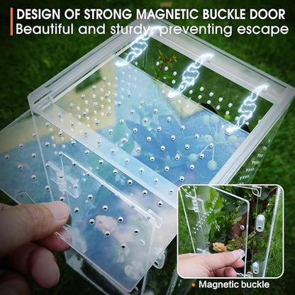 MYGIIKAKA Jumping Spider Enclosure Accessories, Tarantula Spider Box, Bug Cage, Praying Mantis Habitat Enclosure, Snail Insect Terrarium, Caterpillar Habitat (6x6x12 inch)