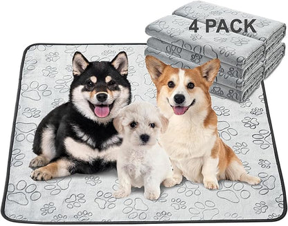 Qeils Reusable Puppy Pads, 34"x 36" 4 Pack Washable Pee Pads for Dogs, Waterproof Non Slip Wee Wee pad, Absorbent and Leakproof Training Mats for Potty, Crate, Playpen, Bed, Sofa