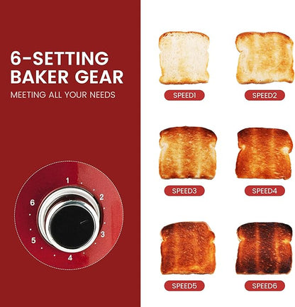 Roter Mond 2 Slice Toaster Retro Stainless Steel