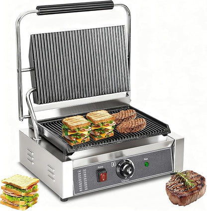 CTJ Commercial Panini Press Stainless Steel Electric Sandwich Maker - 2200W