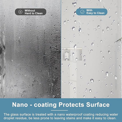 Bathbliss 36" W x 76" H Frameless Shower Glass Panel, 8mm Clear Tempered Glass