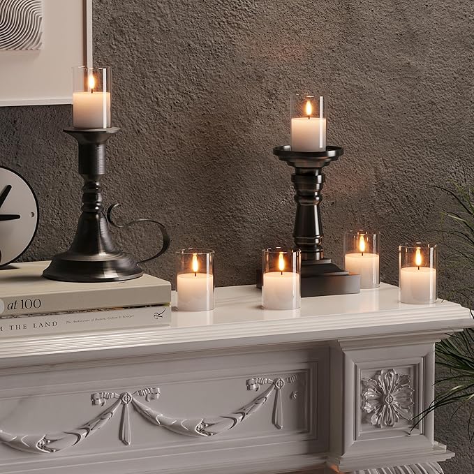 12Pack Glass Flickering Flameless Candles