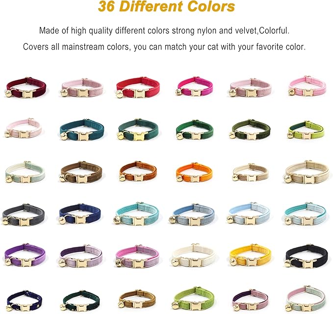 Personalized Cat Collar with Bells,Velvet Customized Small Cat Collar with Name Tag,Pet Collar with Name Phone Number Engraved ID Tags for Boy and Girl Kitten Cats (Mist Blue)