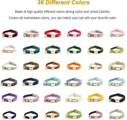 Personalized Cat Collar with Bells,Velvet Customized Small Cat Collar with Name Tag,Pet Collar with Name Phone Number Engraved ID Tags for Boy and Girl Kitten Cats (Mist Blue)