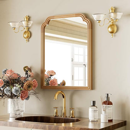 Wood Frame Wall Mirror Decor for Small Bathroom Vanity Entryway, Living Room or