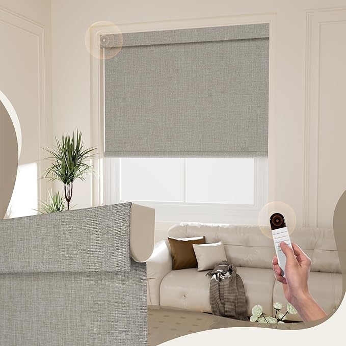 Boolegon Motorized Blinds with Remote, 100% Blackout Smart Electric Window