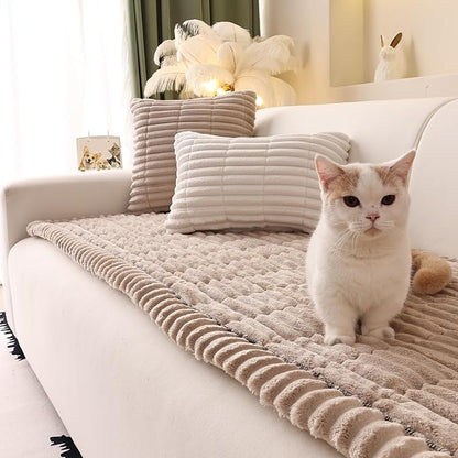Couch Cover for Sofa, Sectional Couch Cover for Dogs, Sofa Cover Washable, Cushion Cover Blanket Pad Bed Mat for Pets, Fleece Furniture Protector, Brown, 23.6x82.7in