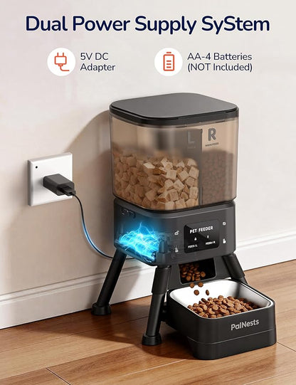 Dual Chamber Automatic Cat Feeder, Smart WiFi Pet Food Dispenser
