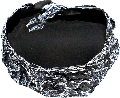 Reptile Feeding Dish Bowl,Reptile Rock Food/Water Dish for Reptiles,Amphibians,Bearded Dragon,Lizard,Frog,Gecko,Tortoise,Hermit Crab and Other Little Critters,Made from Premium Resin(Large Size)