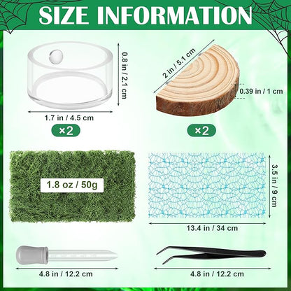 Windspeed 8Pcs Jumping Spider Enclosure Stuff Kit with 2 Jumping Spider Enclosure Ledges 2 Tarantula Feeding Dish 1.8 Ounce Fake Moss 1 Dropper 1 Clamp