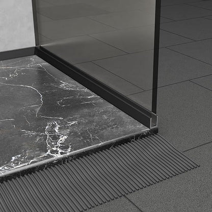 Brixwell SDCD3812MBL-XCP5 Matte Black Frameless Shower Door Aluminum Deep