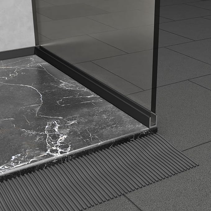 Brixwell SDCD3812MBL-XCP25 Matte Black Frameless Shower Door Aluminum Deep
