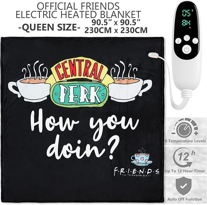 Friends TV Show Heated Blanket Electric, Queen Size Luxurious Fleece Blanket