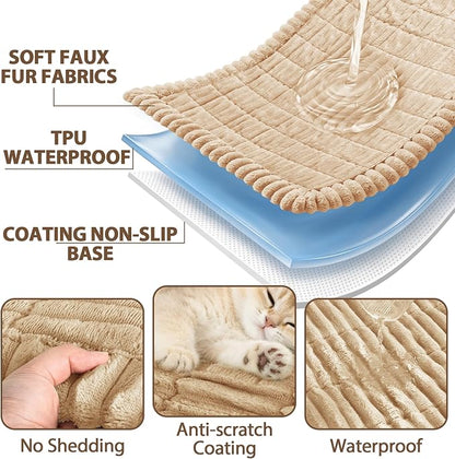 FUANGUI Waterproof Couch Cover Sofa Cover for Dogs and Pets Sofa Protector | Non-Slip Washable Fuzzy Soft Cat Bed Sofa Slipcover for 2-3 Cushion Couch Sofa Pet Friendly, Khaki, 27.6" x 82.7", 1 pcs