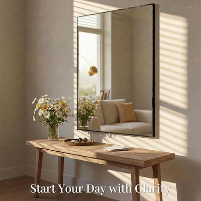 30"x36" Black Bathroom Mirror, Matte Metal Framed Vanity Mirror