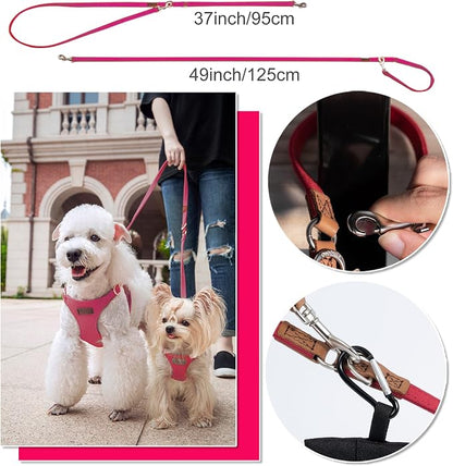 Puppytie No Pull xs Dog Harness with Multifunction Dog Leash,Soft Adjustable No Choke Escape Proof Pet Harness Vest,red,XS