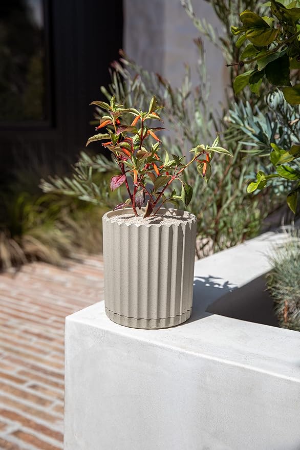 Veradek Demi Series Demi 6" Planter w/Tray - Sand, 2 Pack