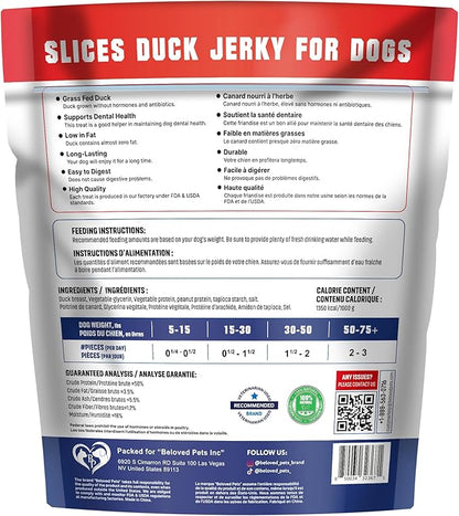 Beloved Pets Dog Treats Duck Jerky 1.5 LB - Human Grade Pet Snacks - Natural High Protein Meat Dried Strips - Best Chews for Training Small & Large Dogs - Bulk Soft Pack