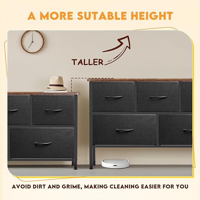 Curved Profile Dresser for Bedroom, Chest of Drawers, 5 Storage Drawers