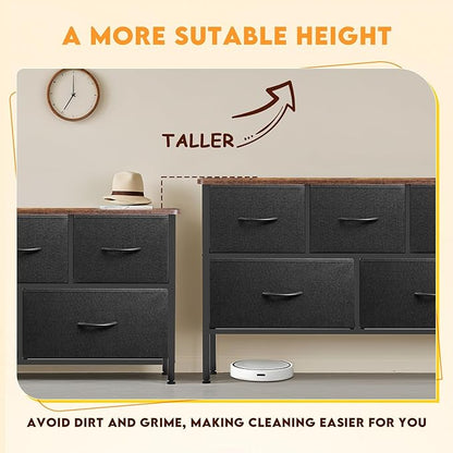 Curved Profile Dresser for Bedroom, Chest of Drawers, 5 Storage Drawers