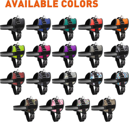 Dogline Dog Harness, Reflective No-Pull Adjustable Vest with Handle for Walking, Training, Breathable, No - Choke Harness for Small, Medium or Large Dogs Room for Patches Zebra Black/Red L 27"-34"