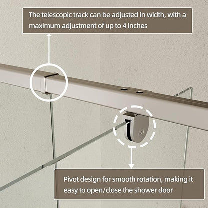 38-42" W x 71" H Pivot Swing Glass Shower Door, Pivot Frame Shower Door