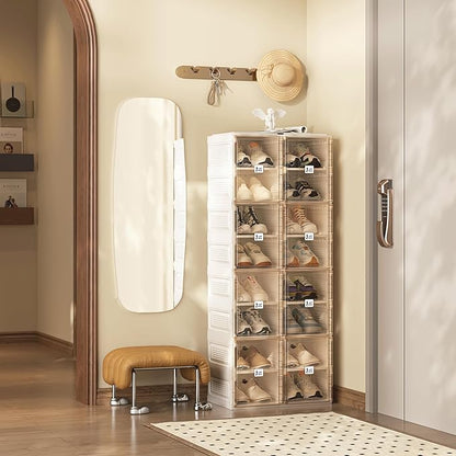 ANTBOX Shoe Organizer Storage Box, Portable Folding Shoe Rack